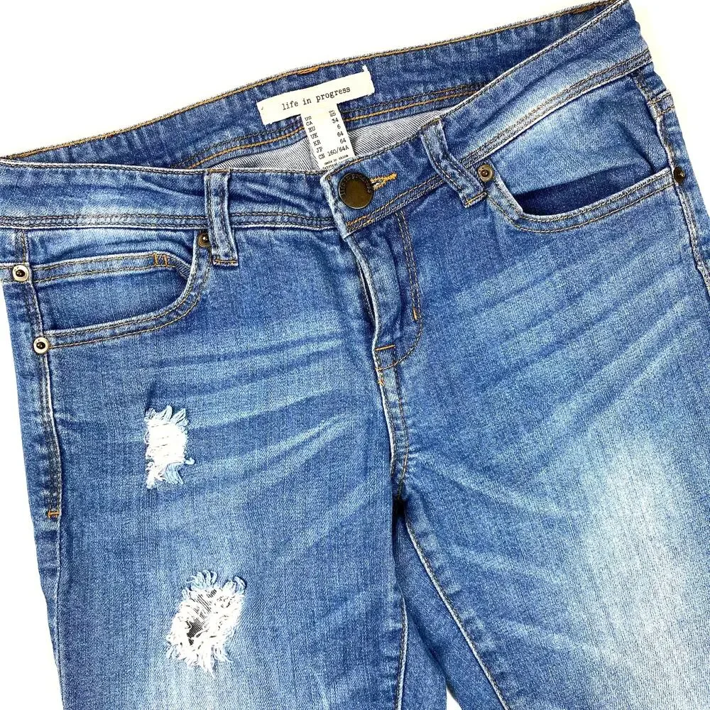 Forever 21 Distressed Jeans Low Rise Skinny Blue Life in Progress Womens Sz 25